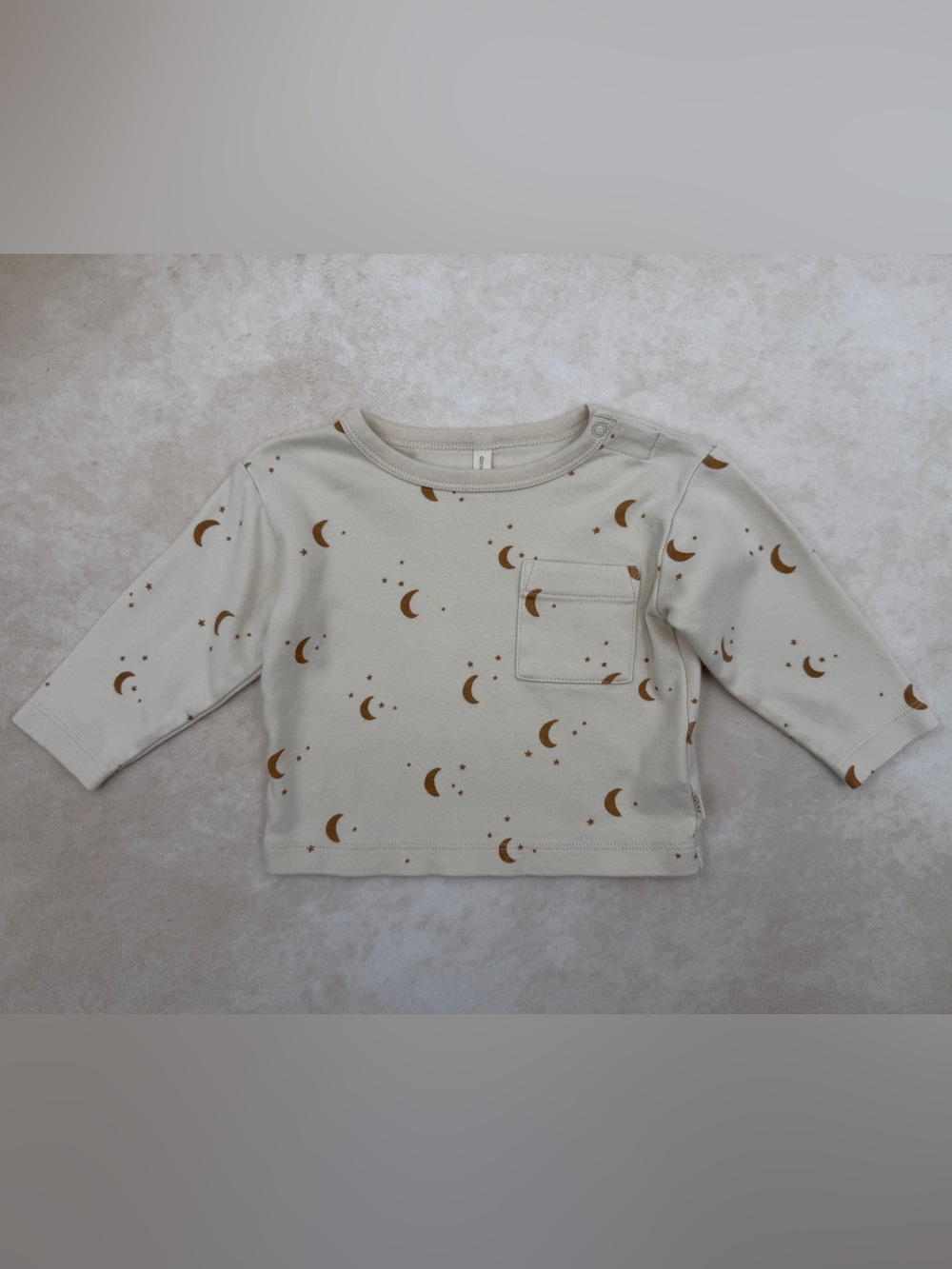 Quincy Mae Cream Long Sleeve Top with Brown Moon Print
